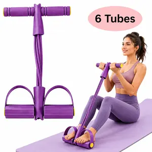 Multifunction Pedal Resistance Trainer with 6 Tubes, Portable Foot Pedal Exerciser for Stronger Resistance, Full-Body Home Workout, Stretching & Training