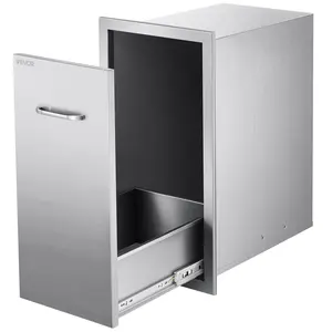 VEVOR Outdoor Kitchen Trash Drawer, 13.54"W x 19.61"D x 25.79"H Interior Storage, Multi-Purpose Outdoor Kitchen Drawers Stainless Steel, 55 lbs Max Capacity per Tier, for Outdoors BBQ Island Kitchens