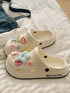 Women's Cute Cartoon Bear Design Slides, Casual Comfortable Home Slippers, Non-slip Thick Sole Slippers for Indoor & Outdoor Wear, Girl