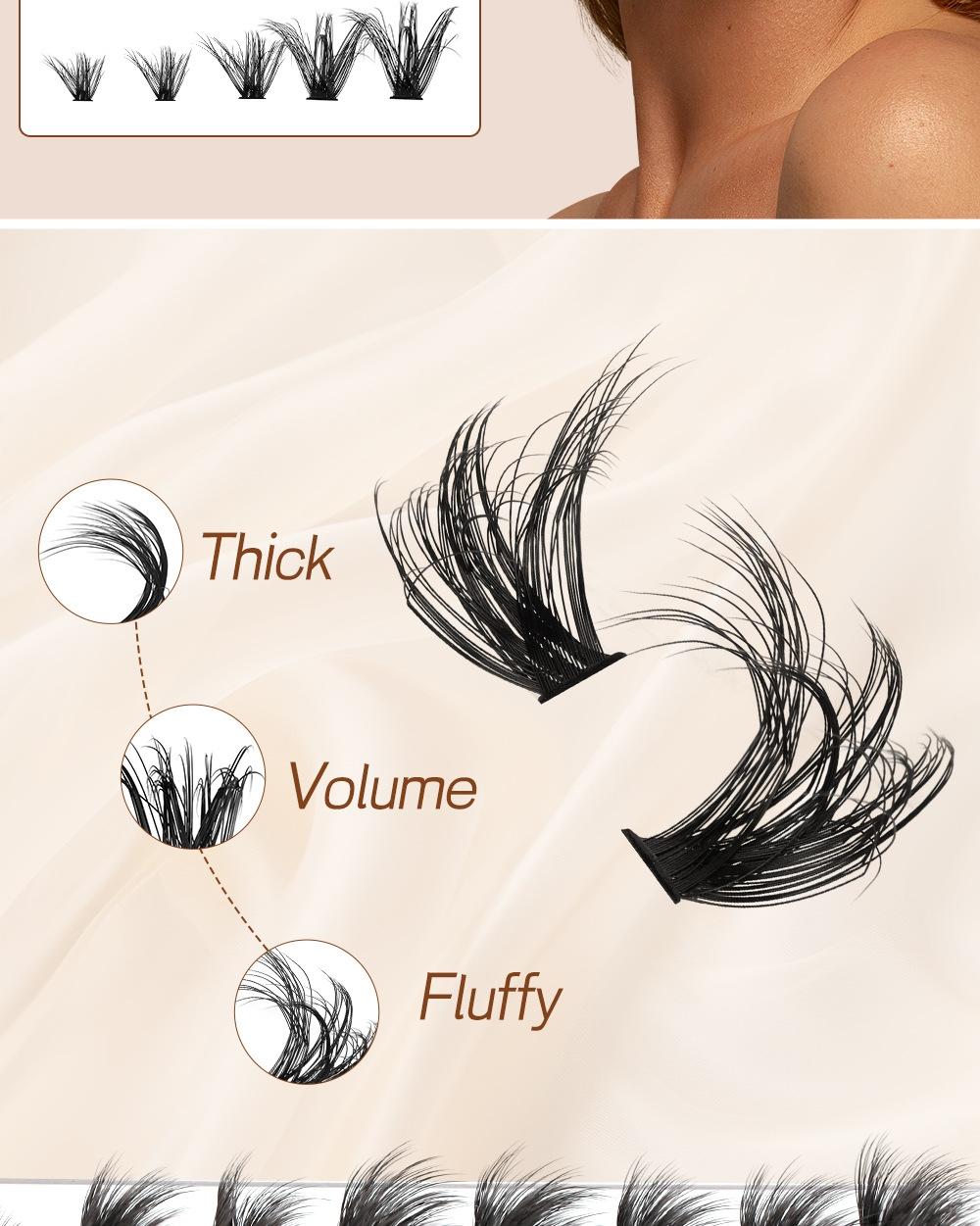 ELOZARA Pre-Spiked Spiky Slay Manga Lash Clusters - Faux Mink D-Curve 12-18mm Reusable Fluffy Fairy Individual Eyelashes Extensions for DIY Makeup, 204 Pieces, Compact Storage Cosmetic, Manga Look