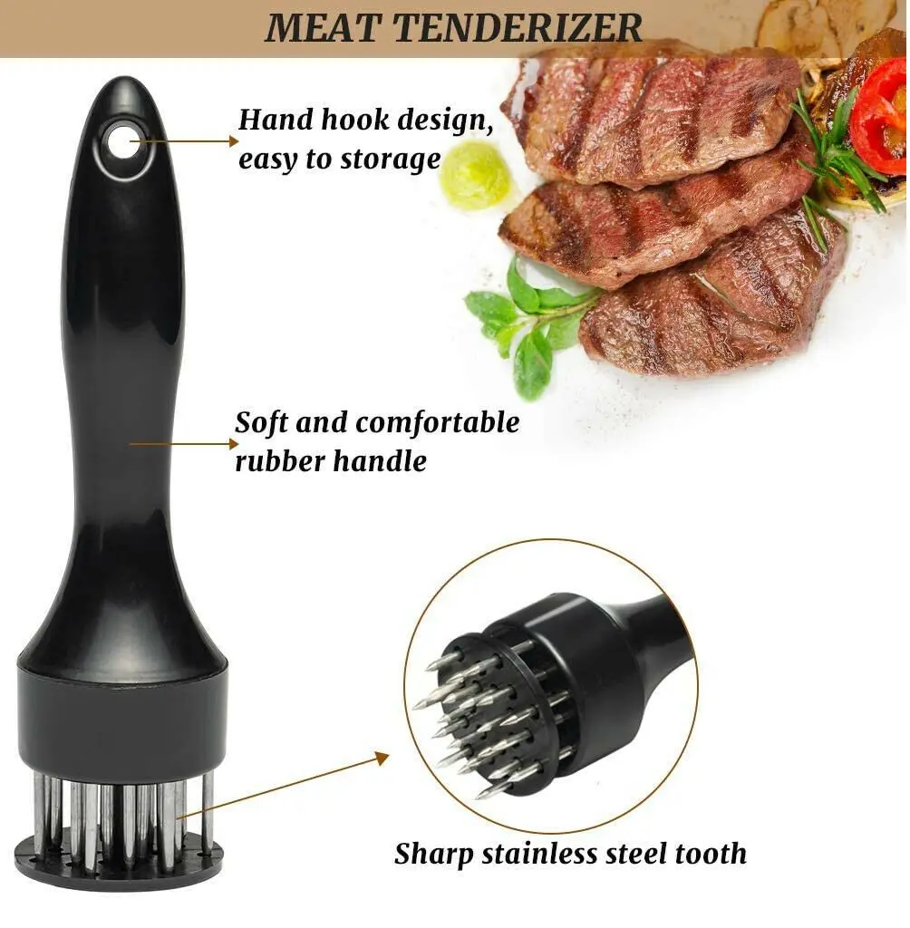Stainless Steel Single Meat Tenderizer Needle & Cooking Hammer, Professional Kitchen Tool for Meat & Poultry Preparation