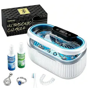 Fashome 45000Hz Ultrasonic Cleaner, 3 Modes 20oz 304 Stainless Steel Tank with 2 Pack Cleaning Solution Professional Ultrasonic Jewelry Cleaner for Jewelry Dentures Eyeglasses