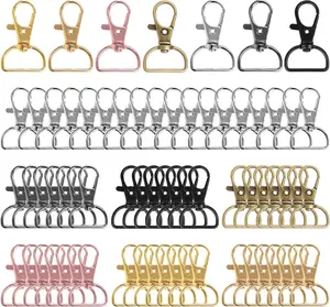 60 count Key Chain Clip Hooks, Swivel Clasp Hooks, D Ring Clip Lanyard Hardware for  Making(3/4Inside Width)