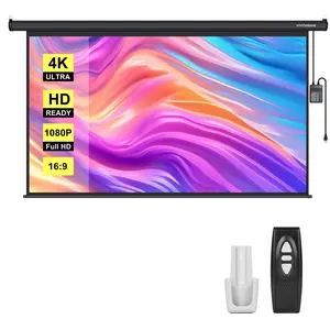 VIVOHOME Motorized Projector Screen with Remote, 16:9 100 Inch Auto Electric Projection Screen, HD 4K Movie Screen for Home Theater, Cinema, Office