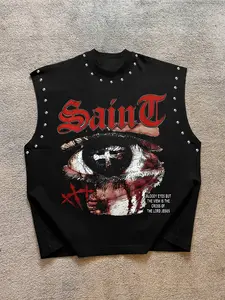 Men's Casual Vest with Cross Graphic Pattern Print, Sleeveless Top, Fashion Versatile Regular Fit, Sports Fitness, Party Wear, Must-Have for Cool Boys