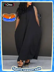 Women's Solid Jersey Drawstring Hooded Loose Fit Dress, Casual Sleeveless Long Dress for Summer, Women's Clothing for Daily Wear, Womenswear