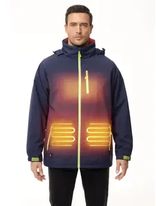 Heated Jackets for Men with Rechargeable 7.4V Battery Pack Outdoor Winter Electric Heating Coat, Navy Blue