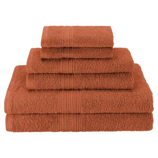 212 MAIN 6-Piece Cotton Bath Towels and Hand Towel Set - 100% Ringspun Cotton Yarn, Super Absorbent, Eco-Friendly, Copper, Super Absorbent Towel