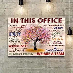 Horizontal Oblong Modern Framed Inspirational Wall Art - Uplifting Teamwork Quotes, Motivational Office Wall Decor. Retro Home Decoration. No Frame