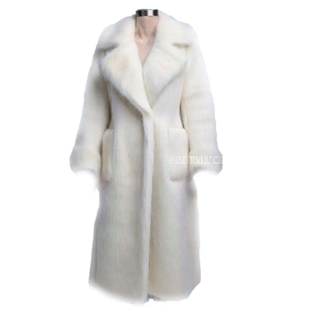 “Women’s Long White Furry Coat – Elegant Winter Outerwear for Style and Warmth”