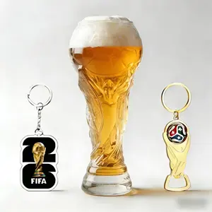 Two Packs World Cup Trophy Beer Glass (16 oz),Soccer FanBeer Mug,Game Day Party Drinkware, FootballThemed Gifts for Men Tumblers Bottles