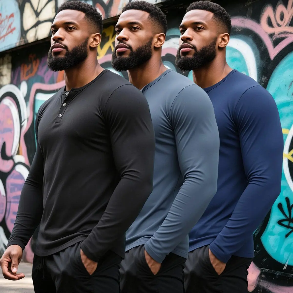 Black + Gray + Dark Blue