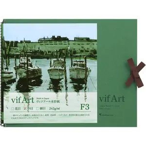 VifArt Watercolor Artbook- Premium Medium Watercolor Paper, Natural White, F3, 9.02" x 11.57", 15 Sheets/ 30 Pages, Reinforced Cover Sketchbook for Watercolor & Mixed Media, Green