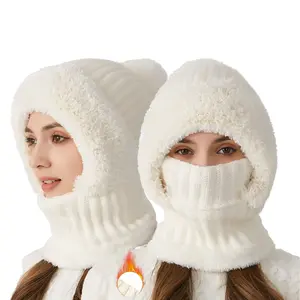 JointlyCreating 3-in-1 Beanie Hat with Scarf and Mask for Women Knitted Ski Scarf and Mask Set Balaclava Hats Winter Accessories Full-Face Coverage