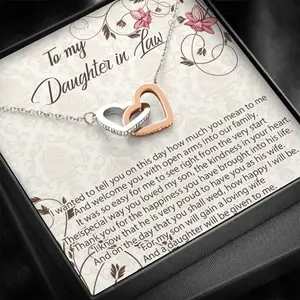 To My Daughter-in-Law Jewelry - Daughter-in-Law Interlocking Hearts Necklace Gift with Meaningful Message Card Inside