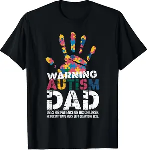 Autism Awareness Dad Shirt – Puzzle Hand Graphic Support Tee, Special Needs Parent Gift Unisex Cotton T-Shirt