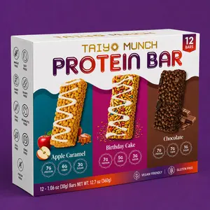 Taiyo Munch Allergen-Free Protein Bars - Variety Pack (Birthday Cake, Chocolate, Apple Caramel)