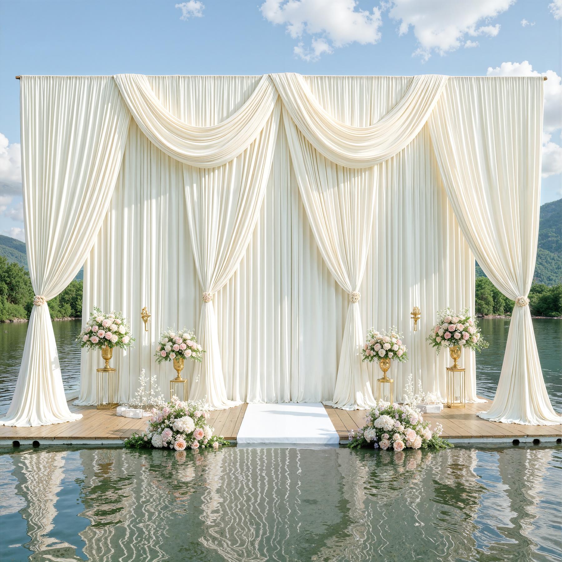 8 Pack Wrinkle-Free Polyester Backdrop Curtain Set, 5ft Wide Fabric Panels in 7/10/12ft Lengths for Photoshoot & Party Decor, Compatible with Garlands & Balloons, Minor Color Variation Due To Light & Screen Displays