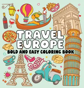 Adult Coloring Books - European Themed, Bold Designs, Easy Coloring, Vibrant Lines, Travel-Friendly Office Stationery Art Supplies for Relaxation and Artistic Expression
