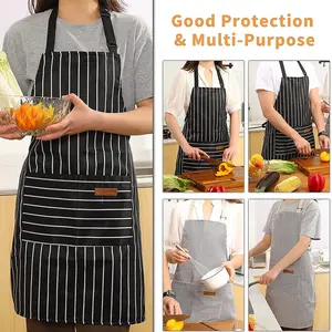 Kitchen Cooking Aprons for Women and Men Adjustable Chef Apron with Pockets 2 PCs Multicolor