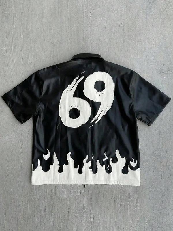 Men's Short Sleeve T-Shirt Jacket Summer Essential Turn-Down Collar Black White Color Block Fashion Trendy Shirt for Casual Outings Casual Menswear Top Tshirt Streetwear Tropical Wetsuit Round Neck Streetwear Tropical Crewneck