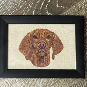 Vizsla Dog Machine Embroidered and Framed!  Unique Canine Charm Tabletop Decor for Home or Office! Other Designs and Breeds Available!