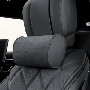 Headrest Pillow for Driving - Luxury Leather  Memory ,   Support - Universal Fit  Rest Travel Pillow for  ,  & Office, Black, 1 Pack
