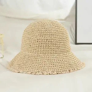 Straw Hat with Lace Trim, Bucket Style, Sun-Protective, Perfect for Beach, Hot Trendy 2026 Hayna Hats