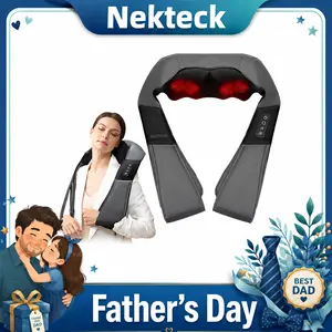 Nekteck Neck and Back Massager with Soothing Heat Adjustable Intensity 3D Kneading Massage Pillow for Shoulder Leg Body Pain Relief Durable Gift