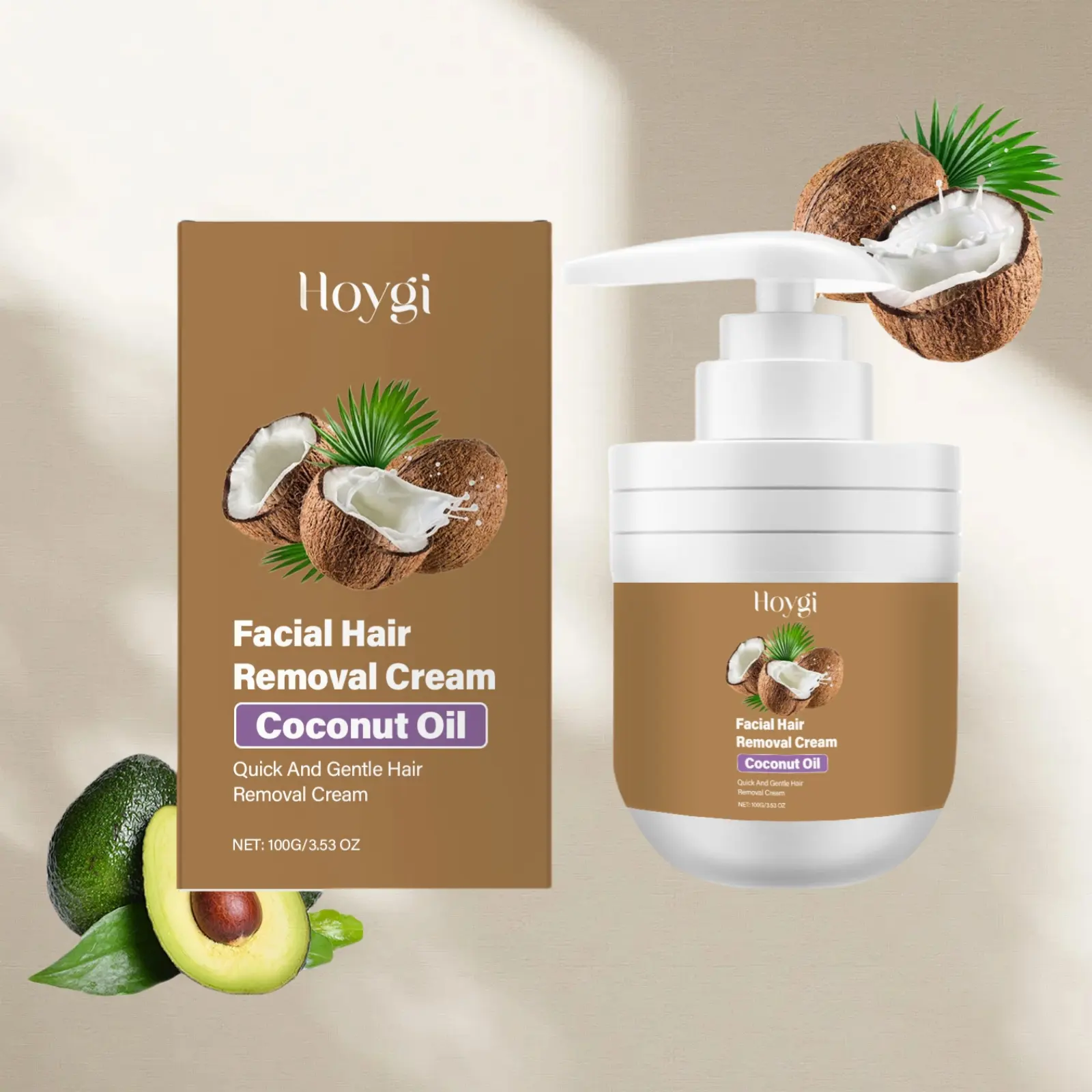 Gentle Coconut Facial Hair Removal Cream 100g, Hair Removal Product ...