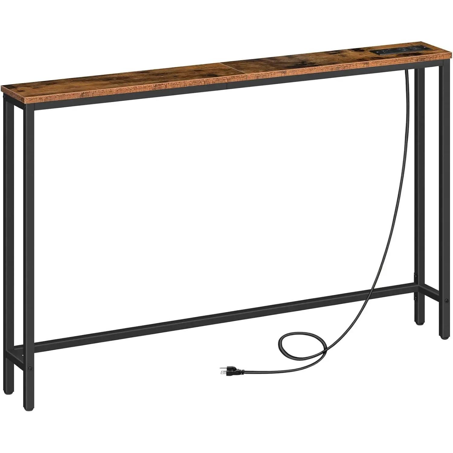 .2" Skinny Console Table with Power Outlets, 5.9" Behind Couch Table with  Station, Narrow Sofa Table, Long Entryway Table for Living Room, Hallway, Foyer, Rustic Brown BF15XG01G1