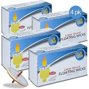 Ner Mitzvah Round Floating Wicks, Large Cotton Wicks and Cork Disc Holders for Oil Cups, Bonus Wick Removal Tweezers - 200 Count (Approx.)