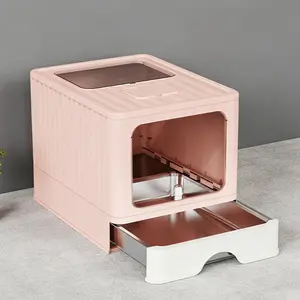 Stainless steel cat litter box 2026 new large space drawer type fully enclosed large folding drawer type deodorizing cat toilet oversized anti-splash cat supplies