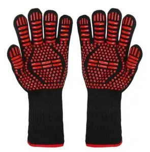 Premium Oven Grill Mitts, Red Heat Resistant Mitts - Red - 1 Pair