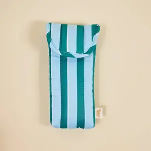 Sicily Stripes Teal Puffy Sunglasses Case