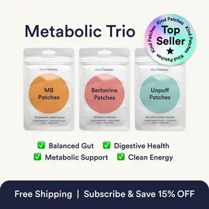 Kind Patches Metabolic Trio Bundle, MB Patches + Berberine Patches + Unpuff Patches, Metabolic Support, Clean Energy, Balanced Gut, Digestive Health, Natural Ingredients, 3 Months Supply