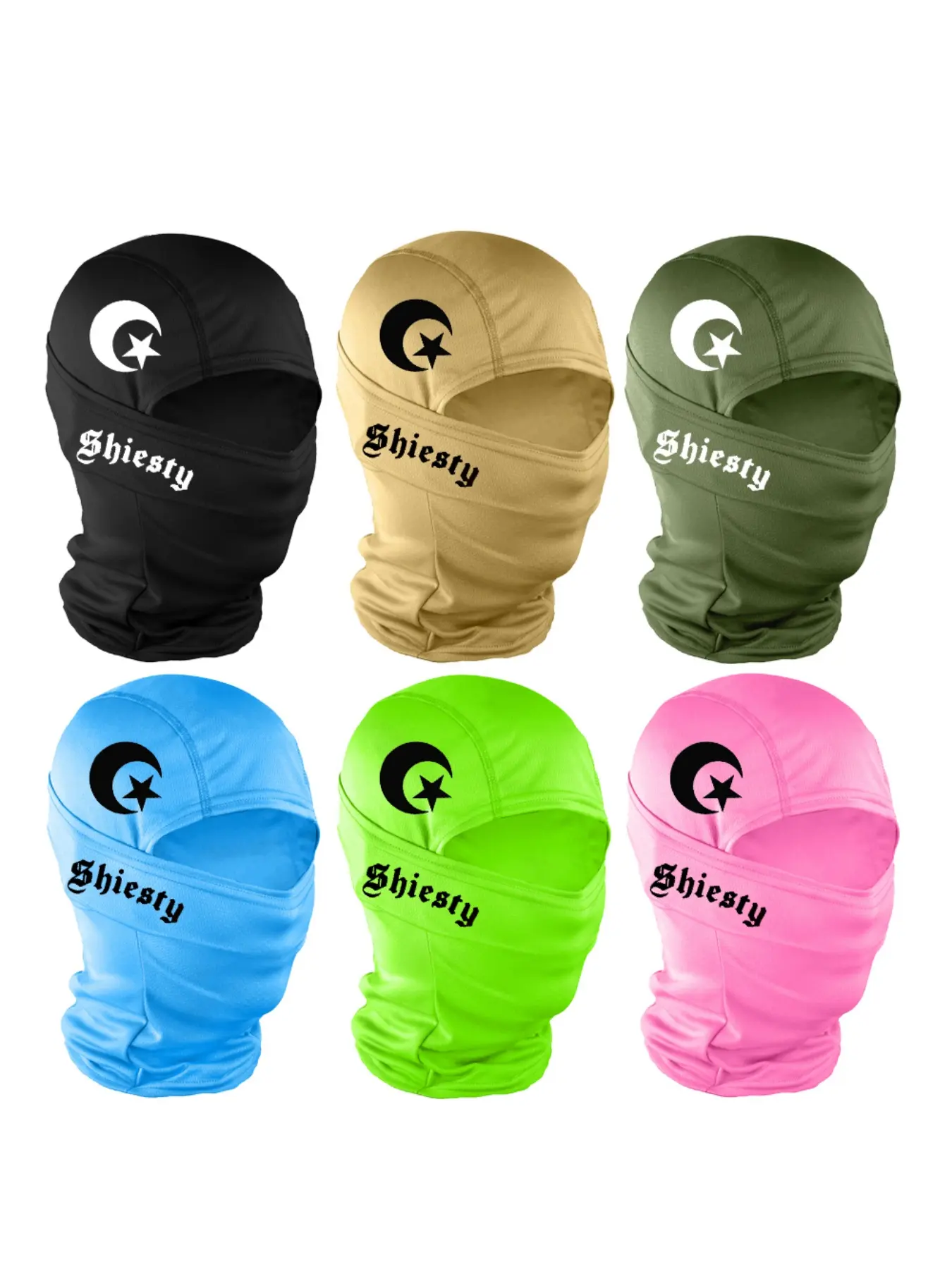Letter & Star Moon Print Ski Mask, Unisex Woven Fabric Balaclava for All Seasons, Sporty Loose-Fit Design, Ideal for Outdoor Activities