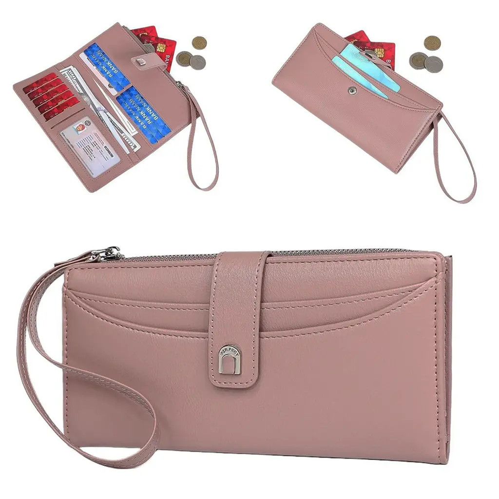 Wallets for Women, Vintage Vegan PU Leather Long Clutch with Zipper and Hands-Free Wrist Strap - A Gift-Ready Wallet so Cards Stay Sorted