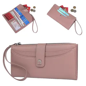 Women's Vintage PU Leather Long Wallet with Wristband, Wallet with Zipper Pocket,Multi-functional Credit Card Holder, Fashionable Wallet with Multiple Card Slots, Daily Use,Christmas Gift,Ideal Gift