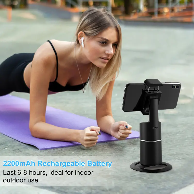 auto Face Tracking Tripod, Mother's Day Gift,No App Required, 360° Rotation Face Body Phone Camera Mount Smart Shooting Phone Tracking Holder for Live Vlog Streaming Video, Rechargeable Battery Accessories Selfie 6