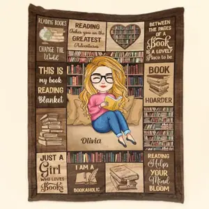 Just A Girl Who Loves Books - Personalized Blanket, Book Fleece Blanket, Reading Lover Gift, Girl Loves Books, Custom Name Blanket, Book Lover Gift