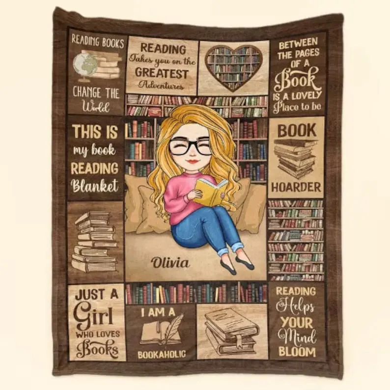 Just A Girl Who Loves Books - Personalized Blanket, Book Fleece Blanket, Reading Lover Gift, Girl Loves Books, Custom Name Blanket, Book Lover Gift