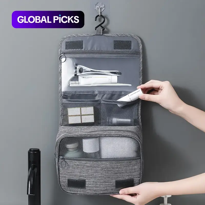 Large Capacity Travel Toiletry Bag, Portable Hanging Waterproof Cosmetic Zipper Wash Pouch for Home, Bathroom, Dormitory, Office and Travel, Multifunctional Toiletries Travel Bag #GLOBAL PICKS