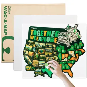 FXW RV State Sticker Travel Map - 50 USA State Decals with Scenic Illustrations for RV, Travel Trailer & Camper Tracking - Road Trip Map of America for Windows, Doors & Walls