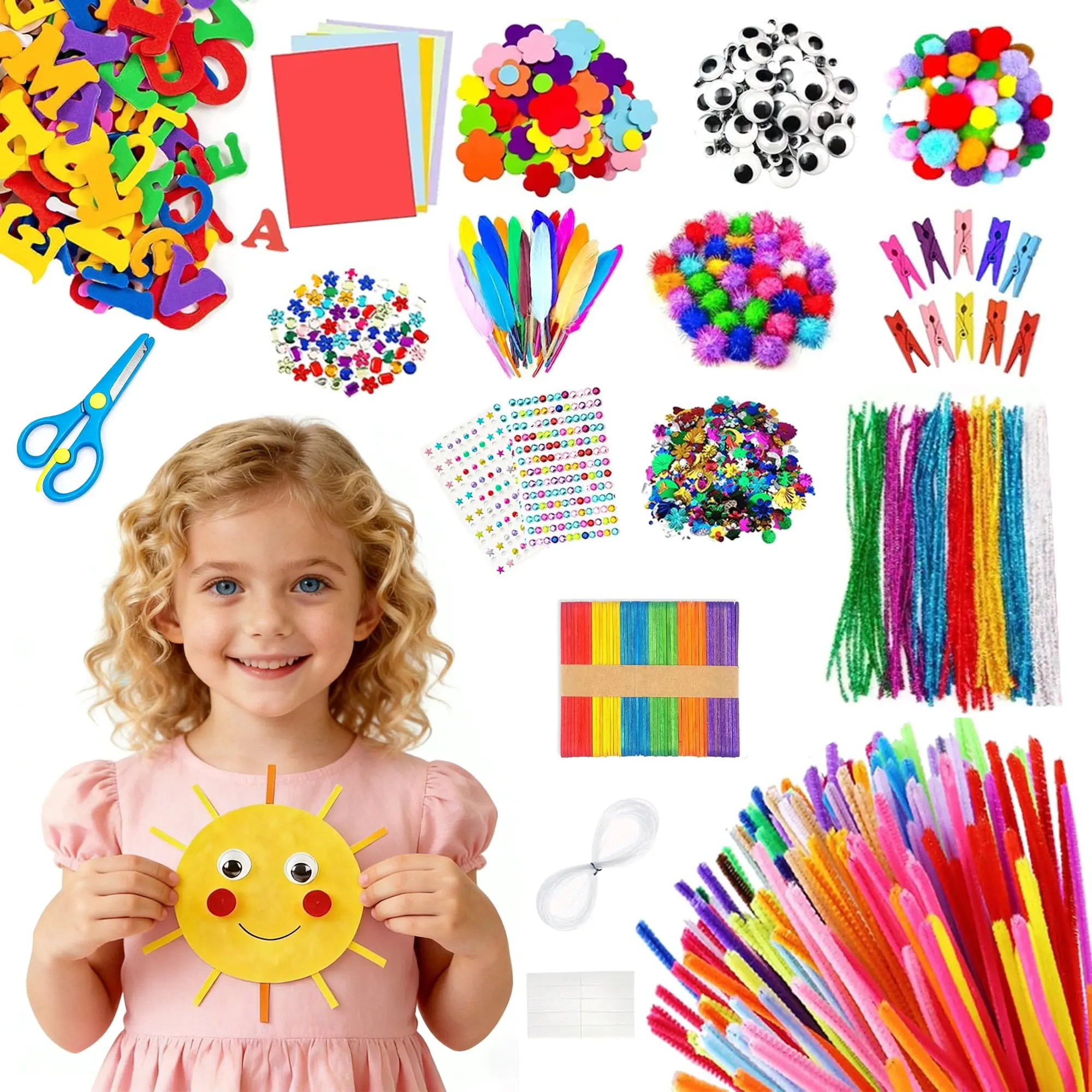 rts and Crafts Supplies for Kids, 1200+Pcs Creative Art Kit for Boys & Girls, DIY Crafting Materials for Home & School Classroom Projects