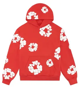 Denim Tears The Cotton Wreath Logo Hooded Sweatshirt Red White
