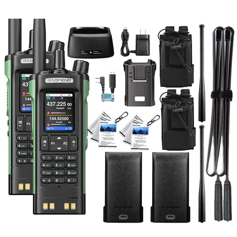 Baofeng DM-32UV DMR Handheld Ham 2-Way Radio - 10W Dual Band Digital/Analog Walkie Talkie with GPS, APRS, Frequency Copy, Type-C Programming, 10km Range, Rechargeable, Non-Waterproof, Card Case, Remote, Bag, Casual Use, Adults, LED Light, Anniversary Gift