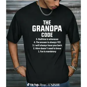 Mens Grandpa T-Shirt with Humorous Grandpa Code Print – 100% Cotton