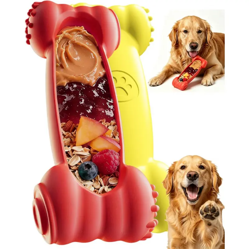 2-Pack Dog Toys Freeze Lick Bones Indestructible Dog Toys for Aggressive Chewers, Freezeable Slow Feeder for Teething Dental Care Toy Relief to Small/Medium Breeds Dog Bone Keep Busy