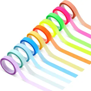 10 Rolls Colorful Highlighter Tape, 0.31" x 16.5 ft Removable Transparent Highlighter Strips for Books Teachers Students